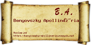 Benyovszky Apollinária névjegykártya